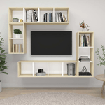 vidaXL Set Porta TV 4 pz Bianco e Rovere Sonoma in Truciolato