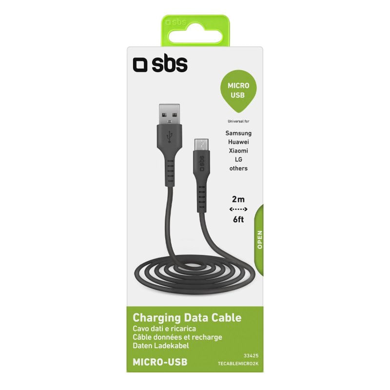 SBS-Cavo-dati-2-m-nero---Connettori-USB-a-Micro-USB