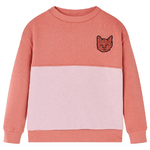 Felpa da Bambina Color Block Design Gatto Rosa 104