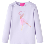 Maglietta da Bambina Maniche Lunghe Stampa Ballerina Lilla Chiaro 116