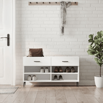 vidaXL Panca Porta Scarpe Bianco Lucido 102x35x55 cm Legno ingegnerizzato