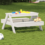 vidaXL Tavolo Picnic per Bambini Bianco 88x97x52cm Legno Massello Pino