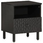 vidaXL Comodino Nero 40x33x46 cm in Legno Massello di Mango