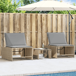 vidaXL Lettini Prendisole 2 pz con Tavolino Beige in Polyrattan