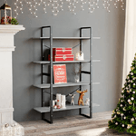 vidaXL Libreria a 4 Ripiani Grigio Cemento 100x30x140 cm in Truciolato