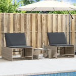 vidaXL Lettini Prendisole 2pz con Tavolino Grigio Chiaro in Polyrattan