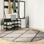 vidaXL Tappeto Shaggy a Pelo Lungo Beige e Antracite Ø 200 cm