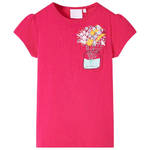 Maglietta da Bambina con Stampa Floreale Fucsia 140