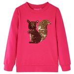 Felpa per Bambine Scoiattolo con Paillettes Fucsia 140