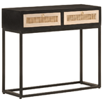 vidaXL Tavolo Consolle Nero 90x30x76cm Legno Massello di Mango e Ferro