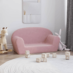 vidaXL Divano per Bambini a 2 Posti Rosa in Morbido Peluche