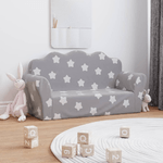 vidaXL Divano Bambini 2 Posti Grigio Chiaro con Stelle Morbido Peluche