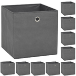 vidaXL Contenitori 10 pz in Tessuto non Tessuto 32x32x32 cm Grigio