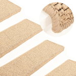 Tappeti Adesivi Scale Aspetto Sisal 15pz 65x21x4cm Beige Chiaro