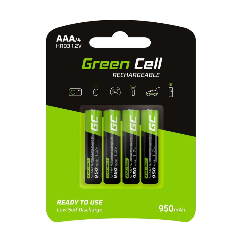 Green-Cell-GR03-batteria-per-uso-domestico-Batteria-ricaricabile-Mini-Stilo-AAA-Nichel-Metallo-Idruro--NiMH-