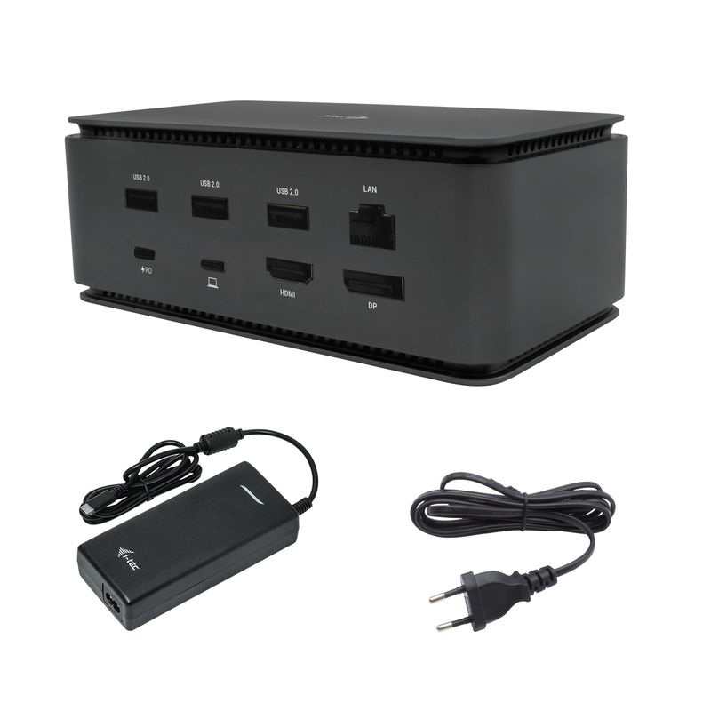 i-tec-Metal-USB4-Docking-station-Dual-4K-HDMI-DP-with-Power-Delivery-80-W---Universal-Charger-100-W