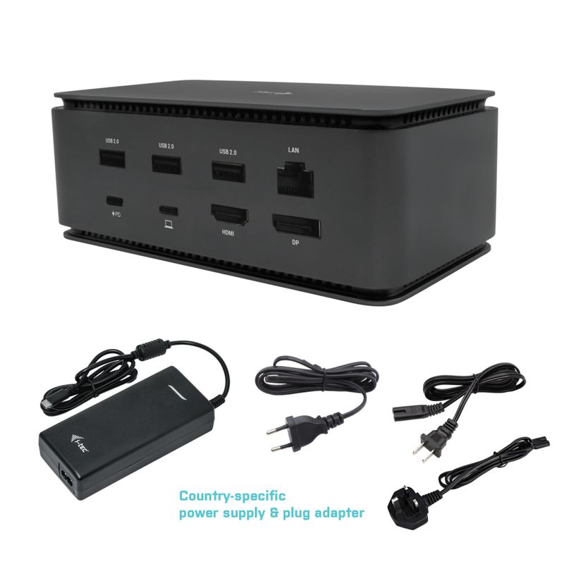 i-tec-Metal-USB4-Docking-station-Dual-4K-HDMI-DP-with-Power-Delivery-80-W---Universal-Charger-100-W