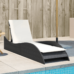 vidaXL Lettino Prendisole con Cuscino Nero 60x205x73 cm in Polyrattan