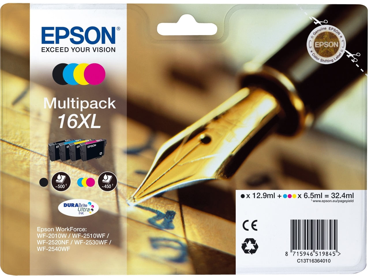 Epson Cartuccia C13t16364010 Workforce serie 16xl Multipack (bk-y-c-m)