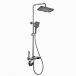 Cleafe-set Saliscendi Doccia Colonna Bagno Rubinetto Soffione Doccetta Bidet Grigio 87347 -