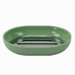 Cleafe-piattino Porta Sapone Saponetta Verde Silver Accessori Bagno 12.5x9.5x2.5cm 79877 -