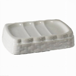 Cleafe-porta Sapone Saponetta Stile Vimini Rattan Bianco In Ceramica Arredo Bagno 10349 -