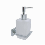 Cleafe-dispenser Sapone Cubico Da Muro In Acciaio Vetro Satinato 16cm Arredo Bagno 87215 -