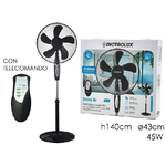 Trade Shop Traesio-ventilatore A Piantana Con 5 Pale Con Telecomando H 140 Cm ø 43 Cm 45 Watt -