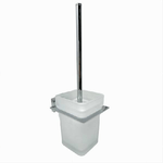 Cleafe-porta Scopino Wc Scopettino Completo Vetro Satinato Fissaggio Parete Bagno Cubo 87220 -