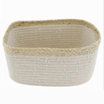 Cleafe-cestino Porta Biancheria Oggetti In Vimini Intrecciato Bicolore 30x22x14cm 10676 -