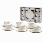 Trade Shop Traesio-set 12pz Servizio Da Tè O Caffè Con 6 Piattini + 6 Tazze Assortiti In Porcellana -