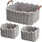 Cleafe-set 3 Cestini Intrecciati Corda Cesto Porta Oggetti Organizza Decora Casa 10635 -