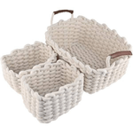 Cleafe-set 3 Cestini Intrecciati In Corda Cesto Portaoggetti Organizza Decora Casa 10634 -