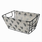 Cleafe-cesto Portaoggetti In Ferro Tessuto Stampa A Cuori Grigi Manici 25x15x12cm 10616 -