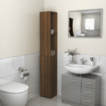 Armadio Bagno Rovere Marrone 25x25x170 cm Legno Ingegnerizzato