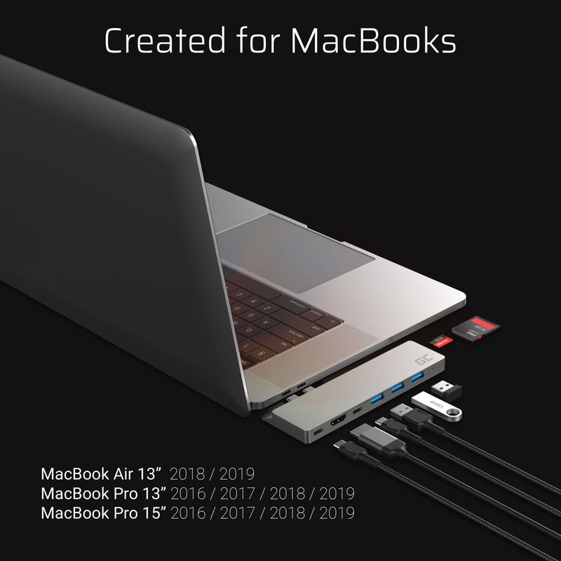 Green-Cell-AK75-replicatore-di-porte-e-docking-station-per-notebook-Thunderbolt-3-Argento