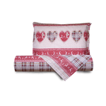 Set copripiumino federe letto parure copripiumino stampa fantasia 100% cotone Made in Italy CUORI COUNTRY PIAZZA E MEZZA