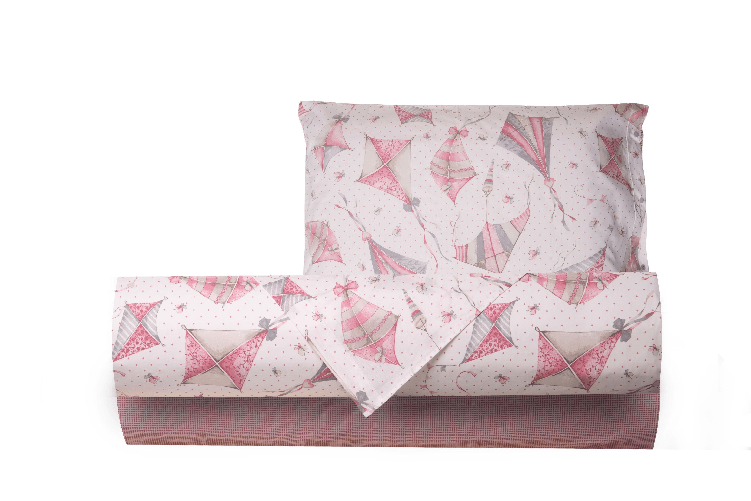 Completo letto lenzuola 100% cotone made in italy AQUILONI ROSA MATRIMONIALE