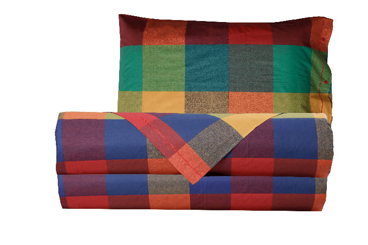 Completo letto lenzuola federe letto stampa fantasia 100% Cotone Made in Italy SCACCHI MULTICOLOR MATRIMONIALE