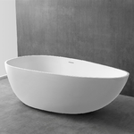 Vasca da bagno free standing lisa artificial stone bianco opaco matt *** misure l170x86x54 cm, confezione 1