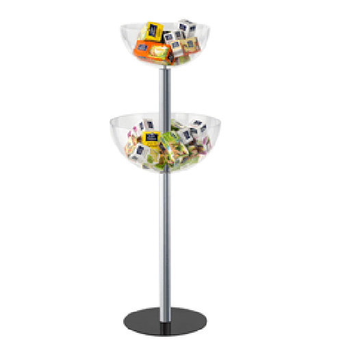 TECNOSTYL Espositore da terra con 2 semisfere contenitori - D 50 cm / D 40 cm - altezza 116 cm - Tecnostyl
