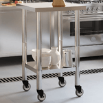 vidaXL Tavolo da Lavoro Cucina con Ruote 55x55x85 cm in Acciaio Inox