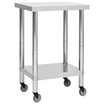 vidaXL Tavolo da Lavoro Cucina con Ruote 60x60x85 cm in Acciaio Inox