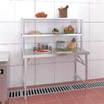 vidaXL Tavolo Lavoro Cucina con Ripiano 120x60x145 cm Acciaio Inox