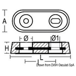 Anodo ovale alluminio VETUS 390 g 43.902.20