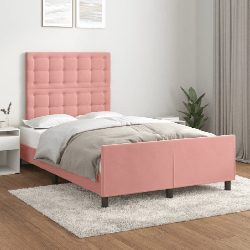 VidaXL Giroletto con Testiera Rosa 120x200 cm in Velluto