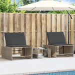 vidaXL Lettini Prendisole 2 pz con Tavolino Grigio in Polyrattan