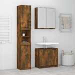 vidaXL Set Mobili da Bagno 3 pz Rovere Fumo in Legno Multistrato