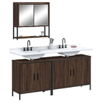 vidaXL Set Mobili da Bagno 3 pz Rovere Marrone in Legno Multistrato