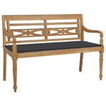 vidaXL Panca Batavia con Cuscino Antracite 120 cm in Massello di Teak